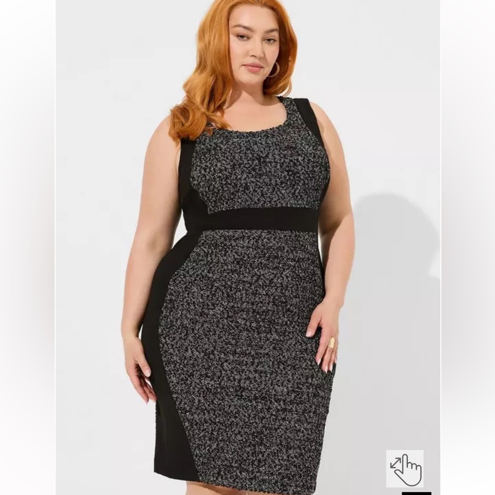 Torrid Black and Gray Boucle Textured Dress